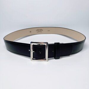 Wide Body Black Bonded Leather Square Buckle Belt 40